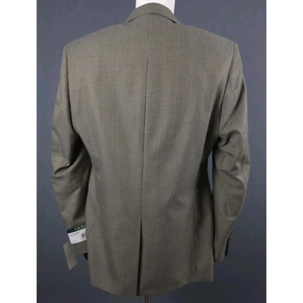 Lauren Ralph Lauren UltraFlex Blazer Mens 40 Long‎ Brown Houndstooth Jacket